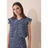 Women's V-Shaped Neckline Blouse, Marino - Shirts - 2