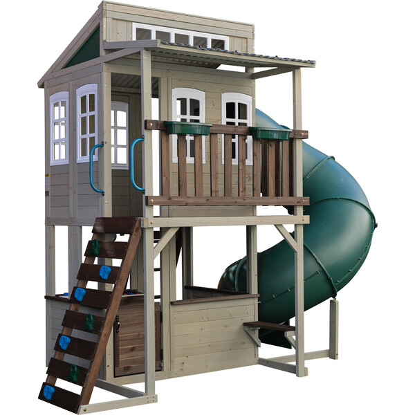 Cozy Escape Wooden Outdoor TwoStory Playhouse KidKraft Backyard