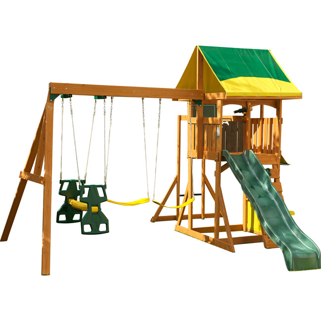 Brookridge Wooden Fort Swing Set / Playset KidKraft Backyard & Park