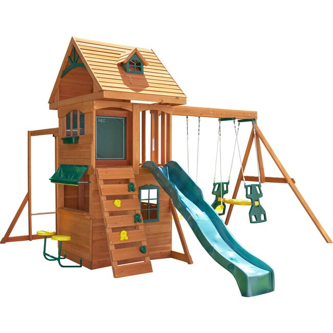 Ridgeview Deluxe Clubhouse Wooden Swing Set / Playset - KidKraft ...