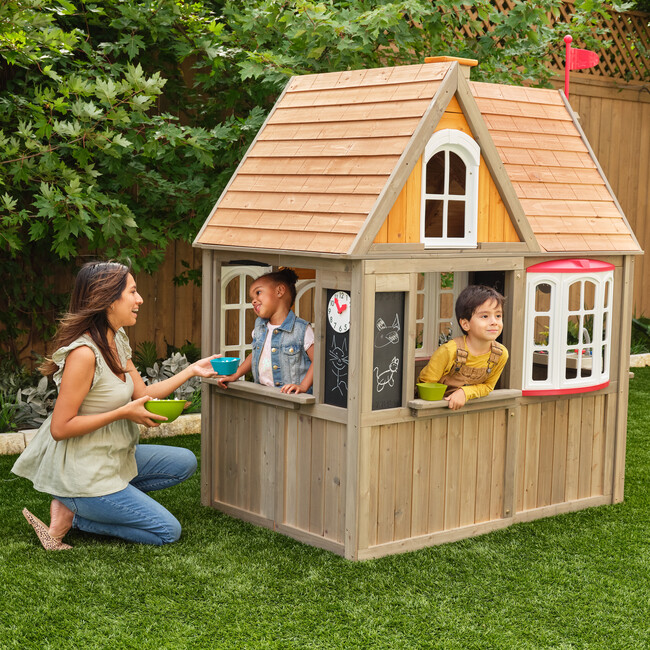 Greystone Cottage Wooden Outdoor Playhouse - KidKraft Backyard & Park ...