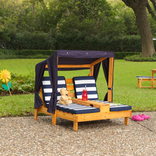 Wooden Outdoor Double Chaise Lounge - Kids Seating - 3