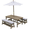 Outdoor Table & Bench Set with Cushions and Umbrella - Kids Seating - 1 - thumbnail