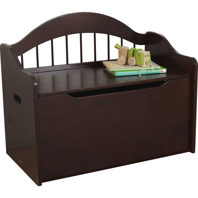 Limited Edition Wooden Toy Box and Bench with Handles, Espresso