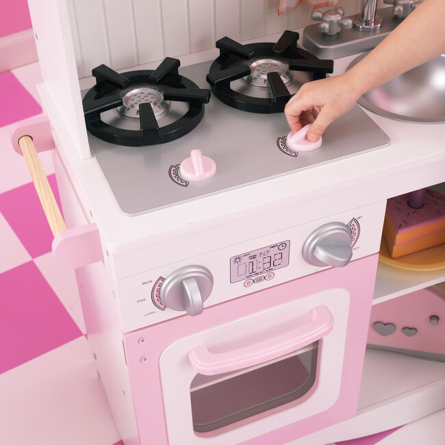 Modern Country Wooden Play Kitchen, White/Pink - Play Kitchens - 4