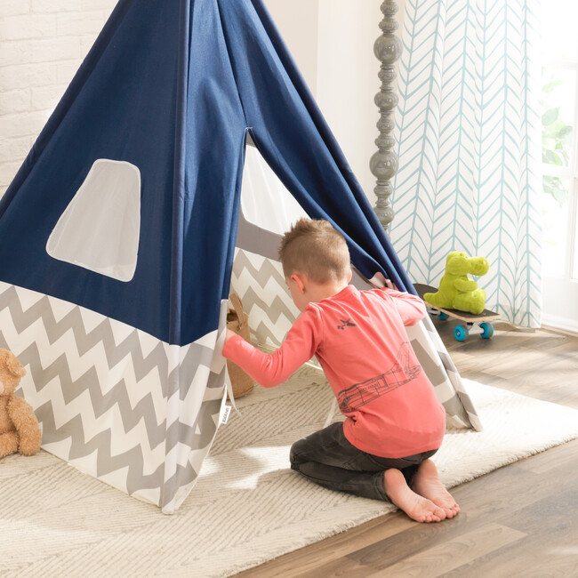 Deluxe Bamboo and Canvas Play Tent, Navy/Chevron - Playhouses - 4