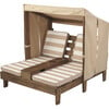 Wooden Outdoor Double Chaise Lounge with Cup Holders, Espresso - Kids Seating - 4