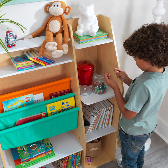 Pocket Sling Storage Wooden Bookshelf - Bookcases - 5