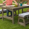 Outdoor Table & Bench Set with Cushions and Umbrella - Kids Seating - 5