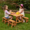 Wooden Outdoor Picnic Table Set - Kids Seating - 2