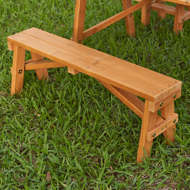 Wooden Outdoor Picnic Table Set - Kids Seating - 5