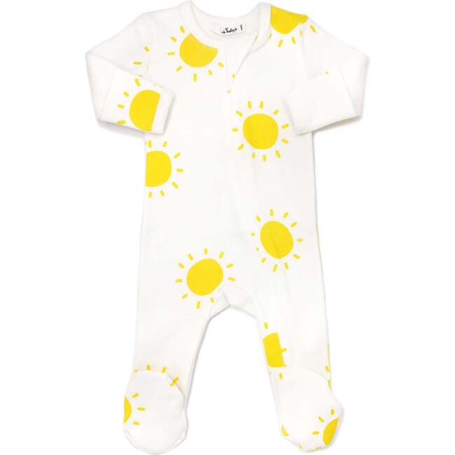 Cotton Baby Rib Zipper Footie, Sunshine Print