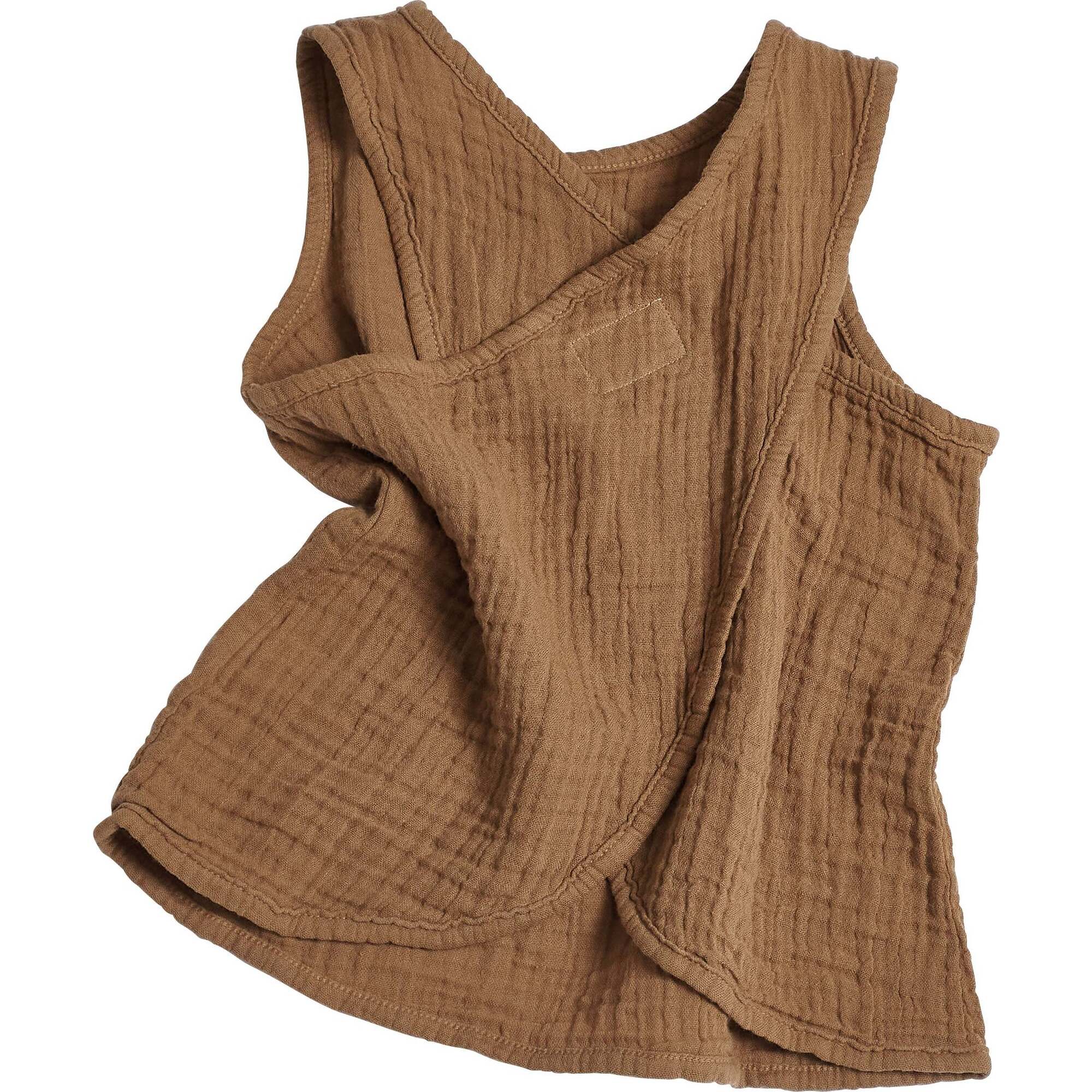 Kids Gauze Cross Back Top, Camel - Shirts - 1
