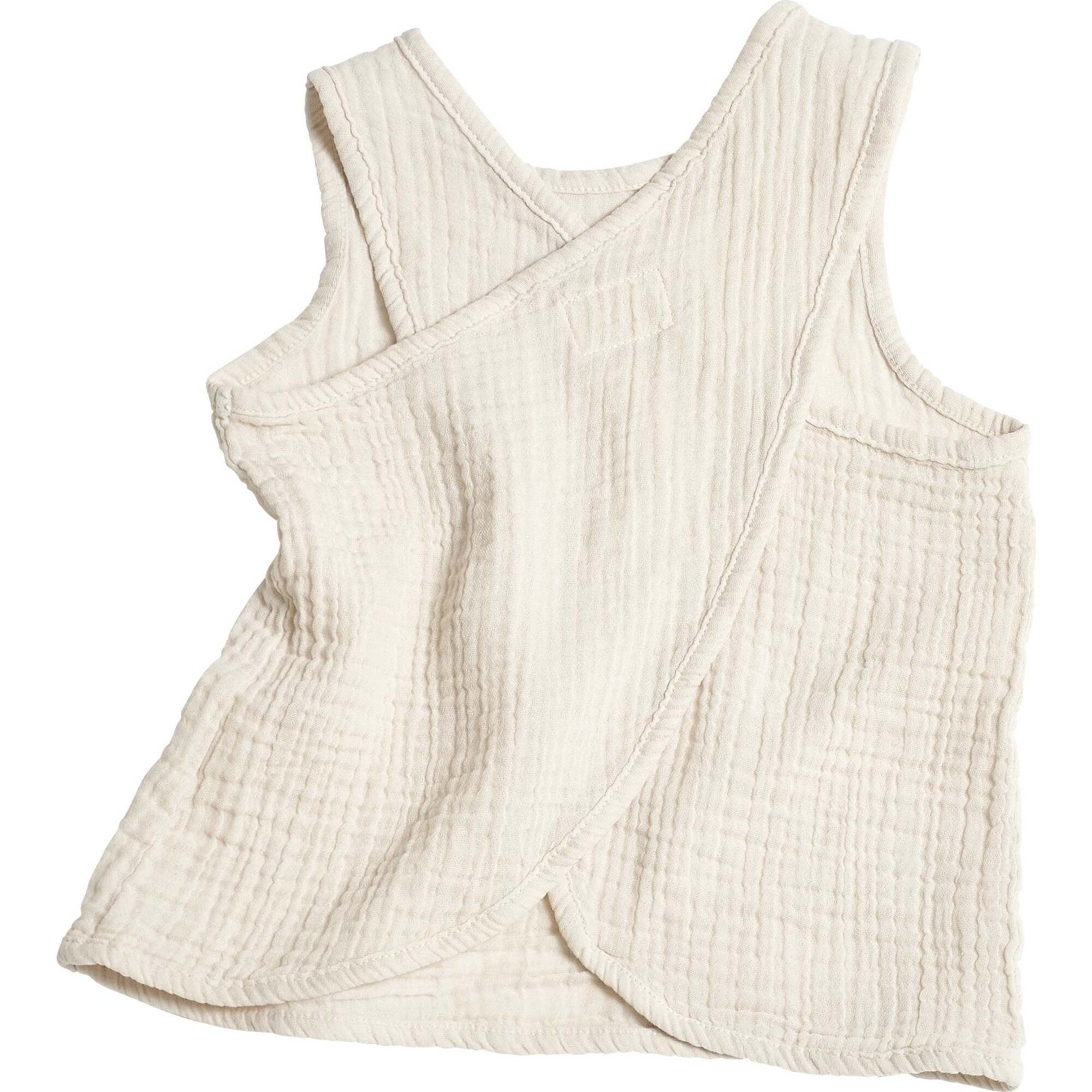 Kids Gauze Cross Back Top, Natural - Shirts - 1