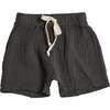 Kids Gauze Oversized Short, Washed Black - Shorts - 1 - thumbnail