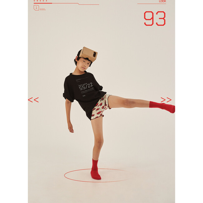 Chelsea Bathing Shorts, Cream & Red Flowers