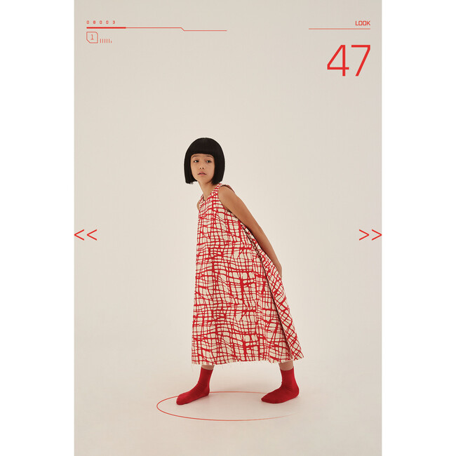 Mod Dress, Cream with Red lines - Dresses - 4