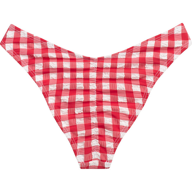 Women's Red Gingham Lulu Scrunch Bikini Bottom