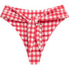 Women's Red Gingham Paula Tie-Up Bikini Bottom - Two Pieces - 1 - thumbnail