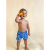 Blue Gingham Mini Boardshort - Swim Trunks - 2