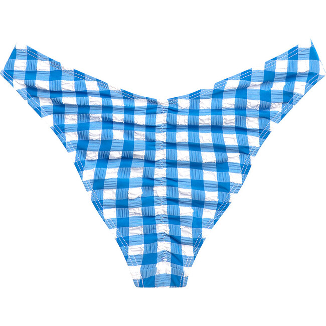 Women's Blue Gingham Lulu Scrunch Bikini Bottom - Two Pieces - 7