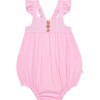 Solid Ribbed Posh Pink  Henley Ruffled Capsleeve Bubble Romper - Rompers - 1 - thumbnail