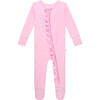 Solid Ribbed Posh Pink  Footie Ruffled Zippered One Piece - Pajamas - 1 - thumbnail