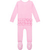 Solid Ribbed Posh Pink  Footie Ruffled Zippered One Piece - Pajamas - 3