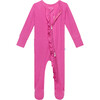 Solid Ribbed Posh Violet  Footie Ruffled Zippered One Piece - Footie Pajamas - 2