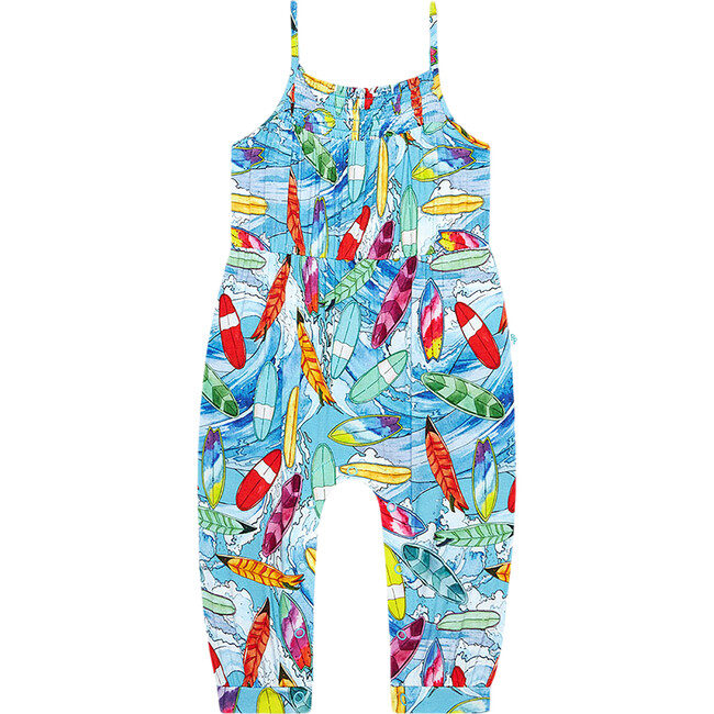 Wave Smocked Spaghetti Jumpsuit with Snaps