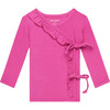 Solid Ribbed Posh Violet  Tie Front Ruffled Kimono - Jackets - 2