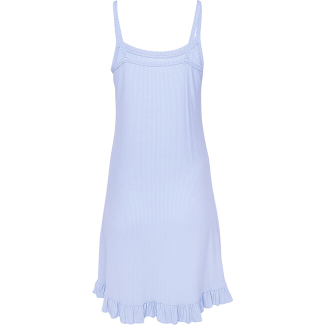 Solid Ribbed Powder Blue Women's Spaghetti Slip Dress