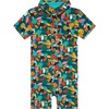 Rio Short Sleeve Collared Henley Romper - Rompers - 1 - thumbnail