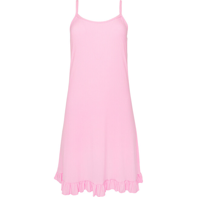 Solid Ribbed Posh Pink Women's Spaghetti Slip Dress