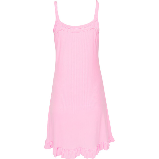 Solid Ribbed Posh Pink Women's Spaghetti Slip Dress - Dresses - 2