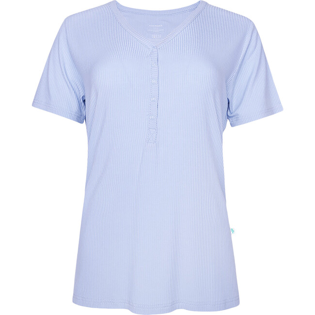 Solid Ribbed Powder Blue Women's Short Sleeve Pajama - Pajamas - 2