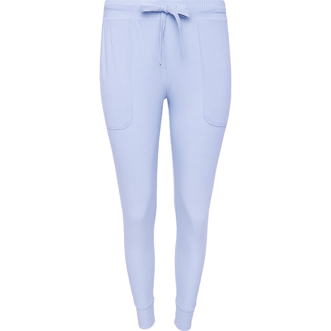 Solid Ribbed Powder Blue Women's Short Sleeve Pajama - Pajamas - 3