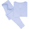Solid Ribbed Powder Blue Women's Short Sleeve Pajama - Pajamas - 4