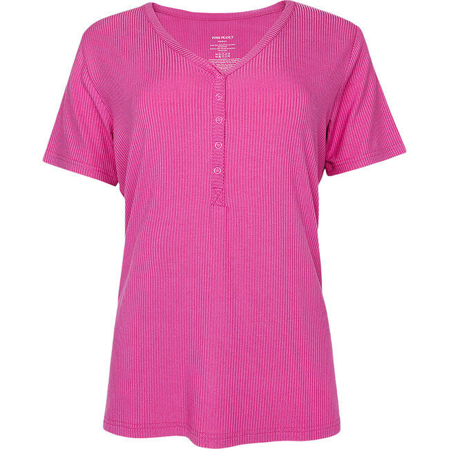 Solid Ribbed Posh Violet Women's Short Sleeve Pajama