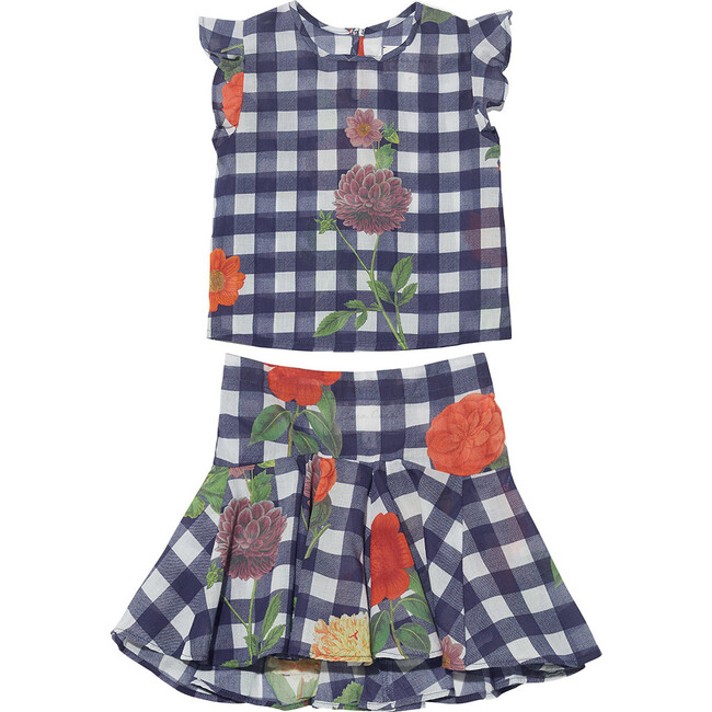 Whimsy Set, Gingham Floral Navy - Mixed Apparel Set - 1