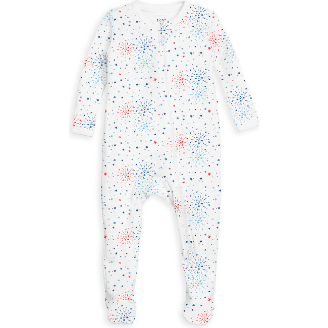 The Organic Zipper Footed Pajama, Stars & Fireworks - Pajamas - 1 - zoom