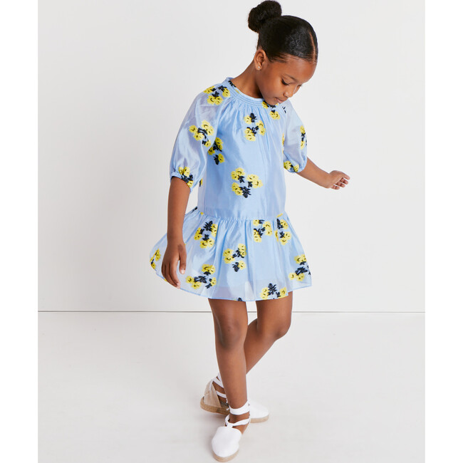 Mini Eliza Dress, Summer Blossom Oxford Blue - Dresses - 3
