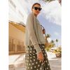 Linen Blend Cropped Open Cardigan, Sage Heather - Cardigans - 2
