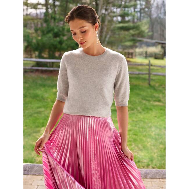 Essential Cashmere Tee, Misty Grey Heather - Sweaters - 3