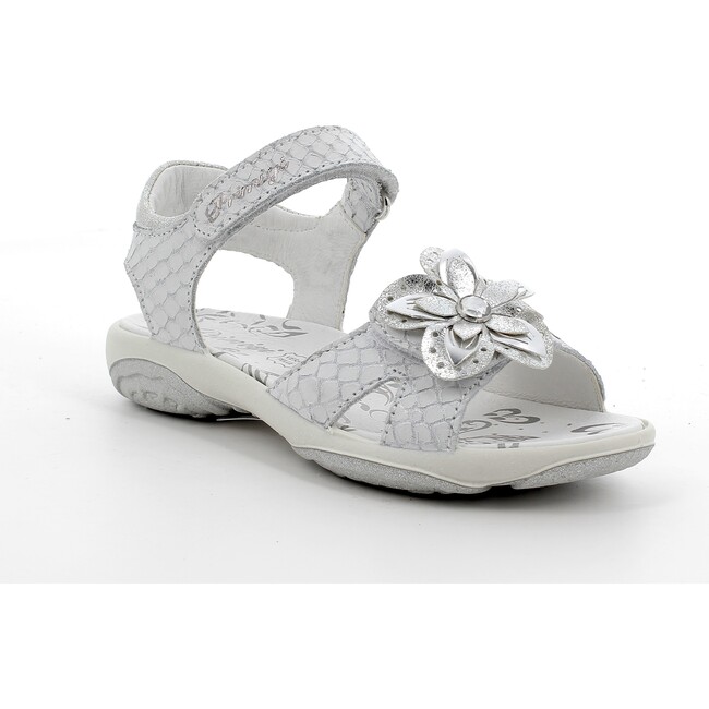 Open Toe Sandal, White/Silver