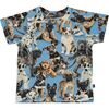 Puppy Print T-Shirt, Blue - Tees - 1 - thumbnail