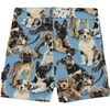 Puppy Print Shorts, Blue - Shorts - 2