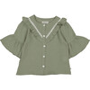 Eulalie Blouse, Olive - Blouses - 1 - thumbnail