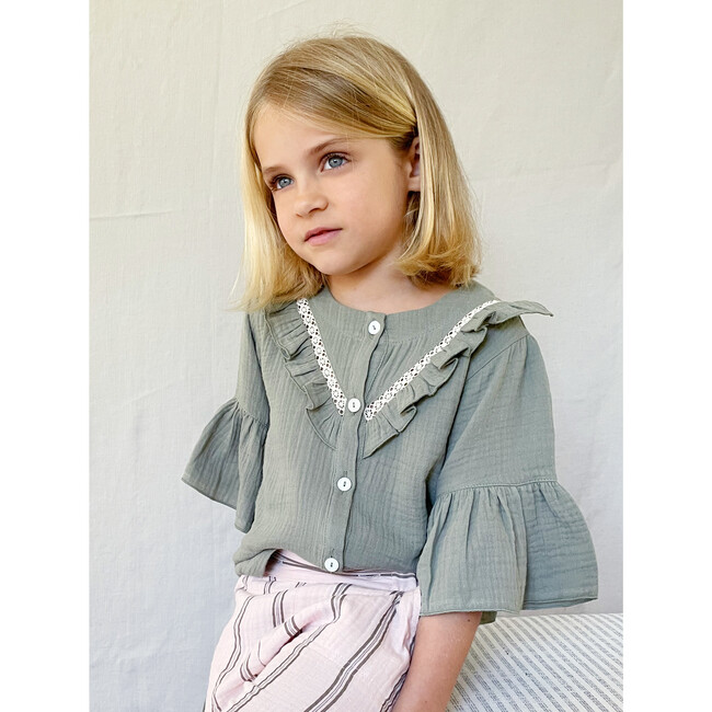 Eulalie Blouse, Olive - Blouses - 2