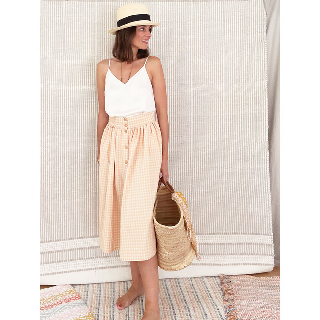 Brigitte Skirt, Vichy Abricot - Skirts - 2